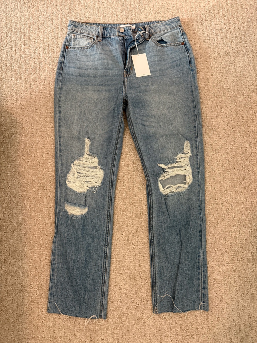 Cello Women’s Light Blue Distressed Straight Jeans